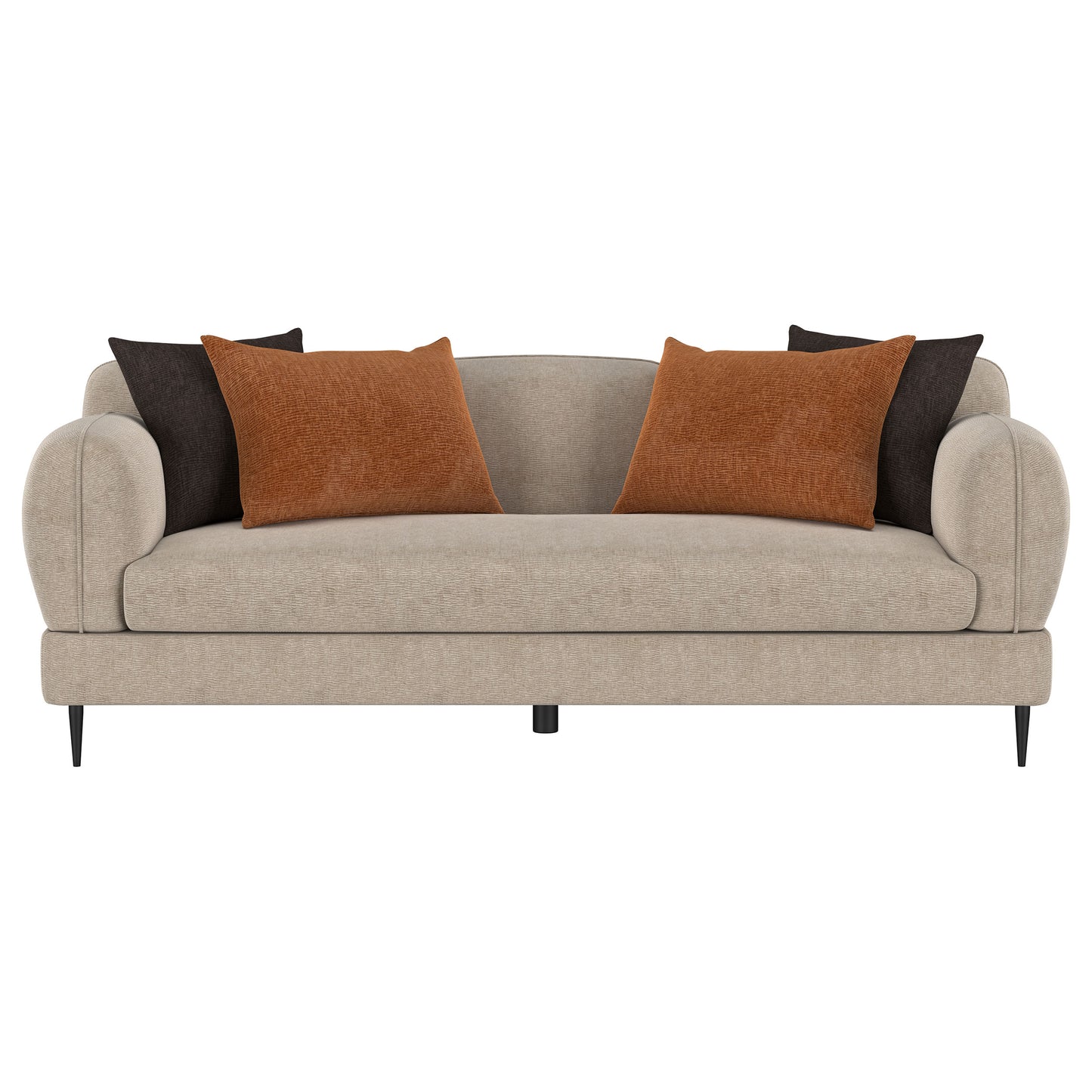 Jade Chenille Upholstered Sculpted Track Arm Sofa Latte