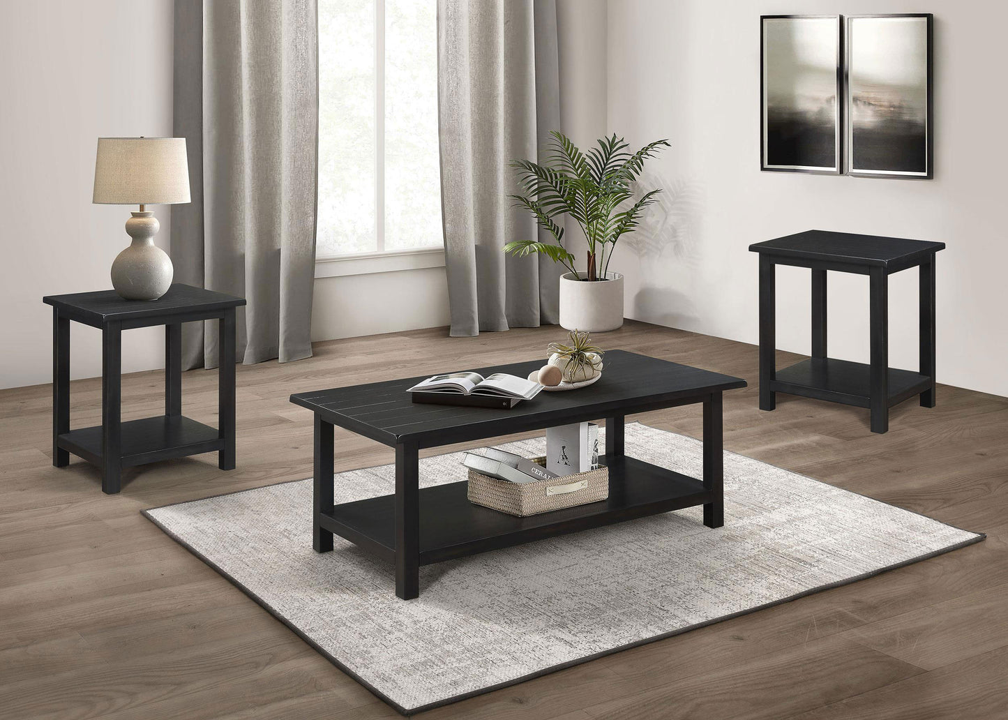 Payne 3-piece Coffee and End Table Set Distressed Java