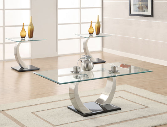 Pruitt 3-piece Coffee and End Table Set Satin Silver