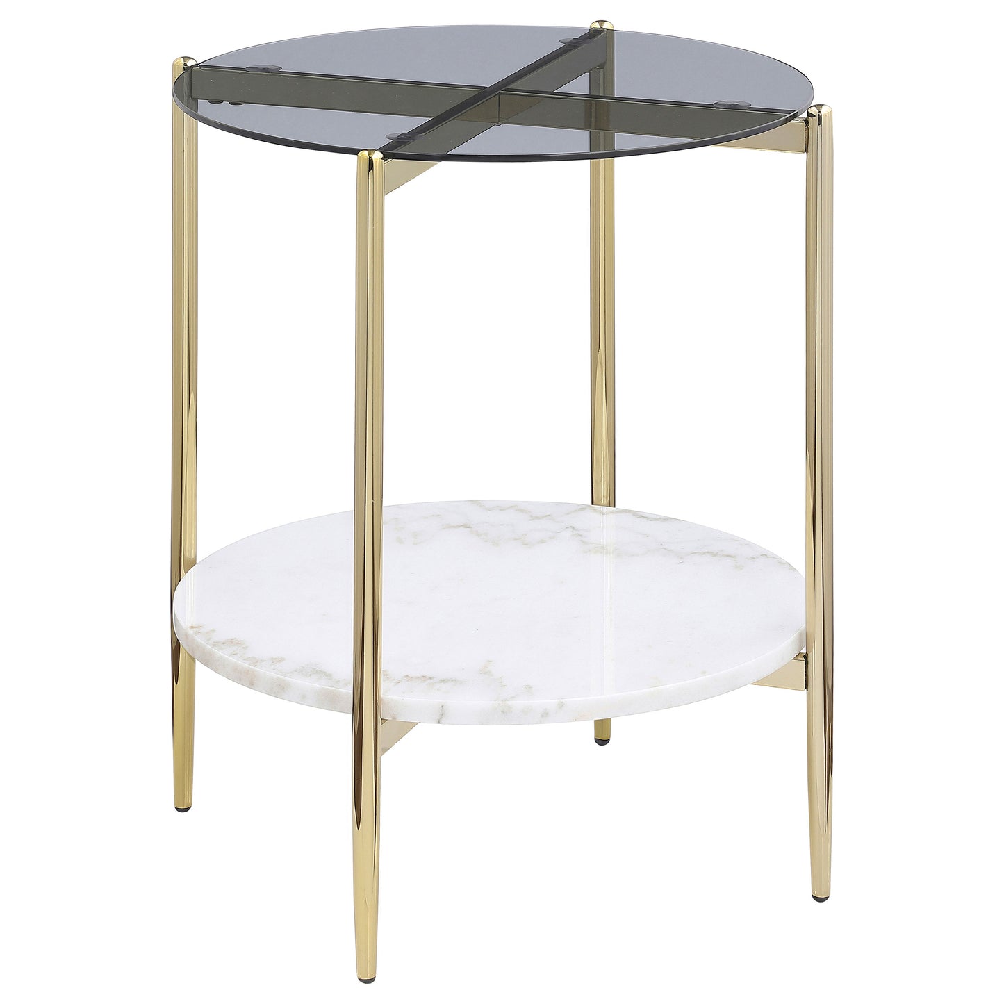 Jonelle 2-piece Round Coffee and End Table Set Gold