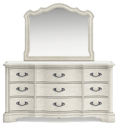 Arlendyne King Upholstered Bed with Mirrored Dresser, Chest and 2 Nightstands