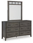 Montillan Queen Panel Bed with Mirrored Dresser