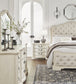 Arlendyne King Upholstered Bed with Mirrored Dresser and Nightstand