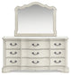 Arlendyne California King Upholstered Bed with Mirrored Dresser and Nightstand