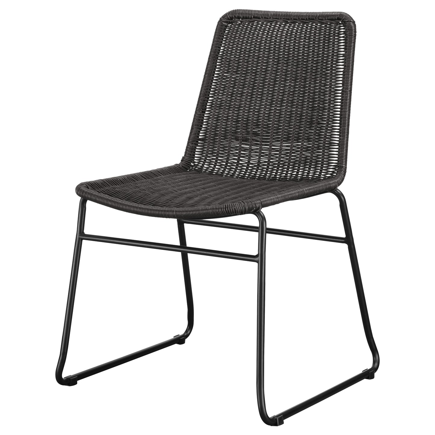 Dacy Faux Rattan Metal Dining Side Chair Brown (Set of 2)