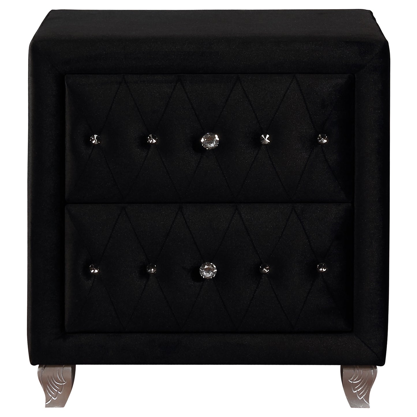 Deanna Upholstered 2-drawer Nightstand Black