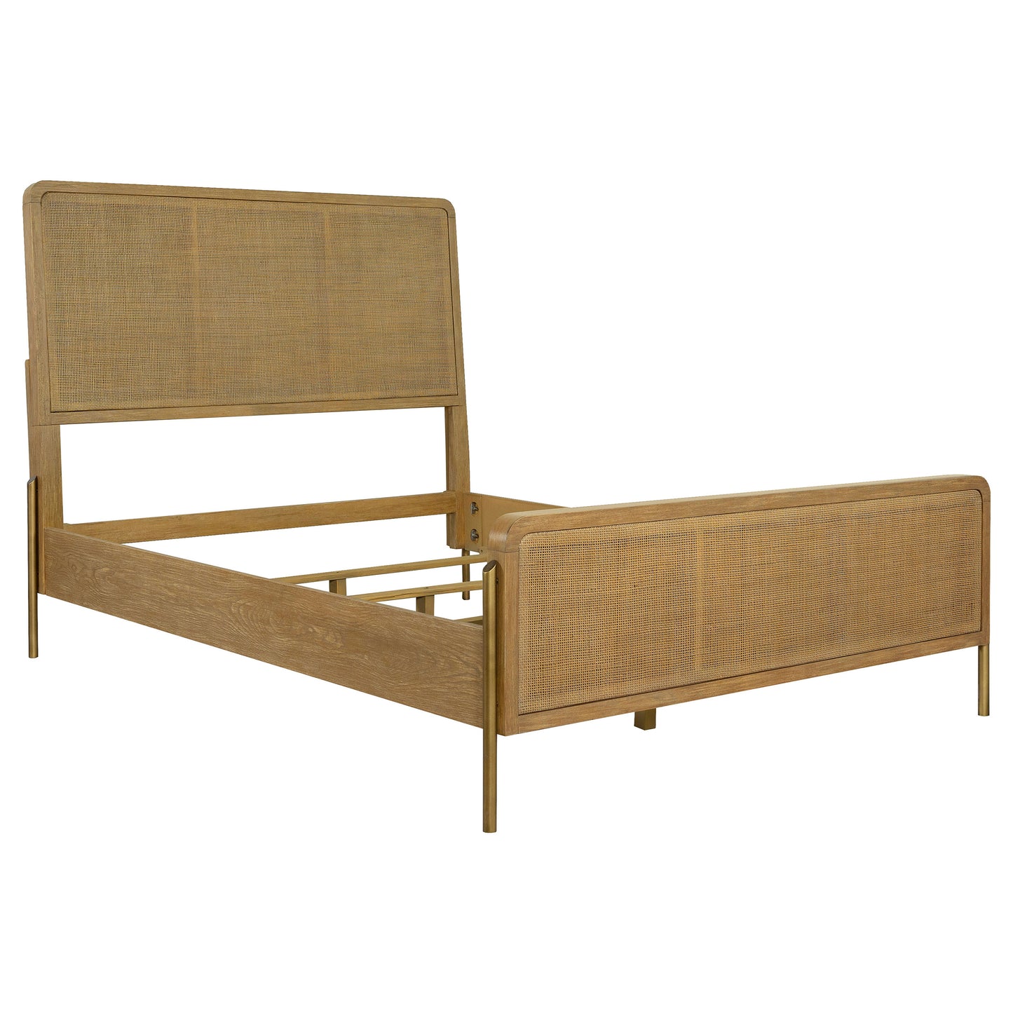 Arini Rattan Queen Panel Bed Sand Wash and Natural Cane