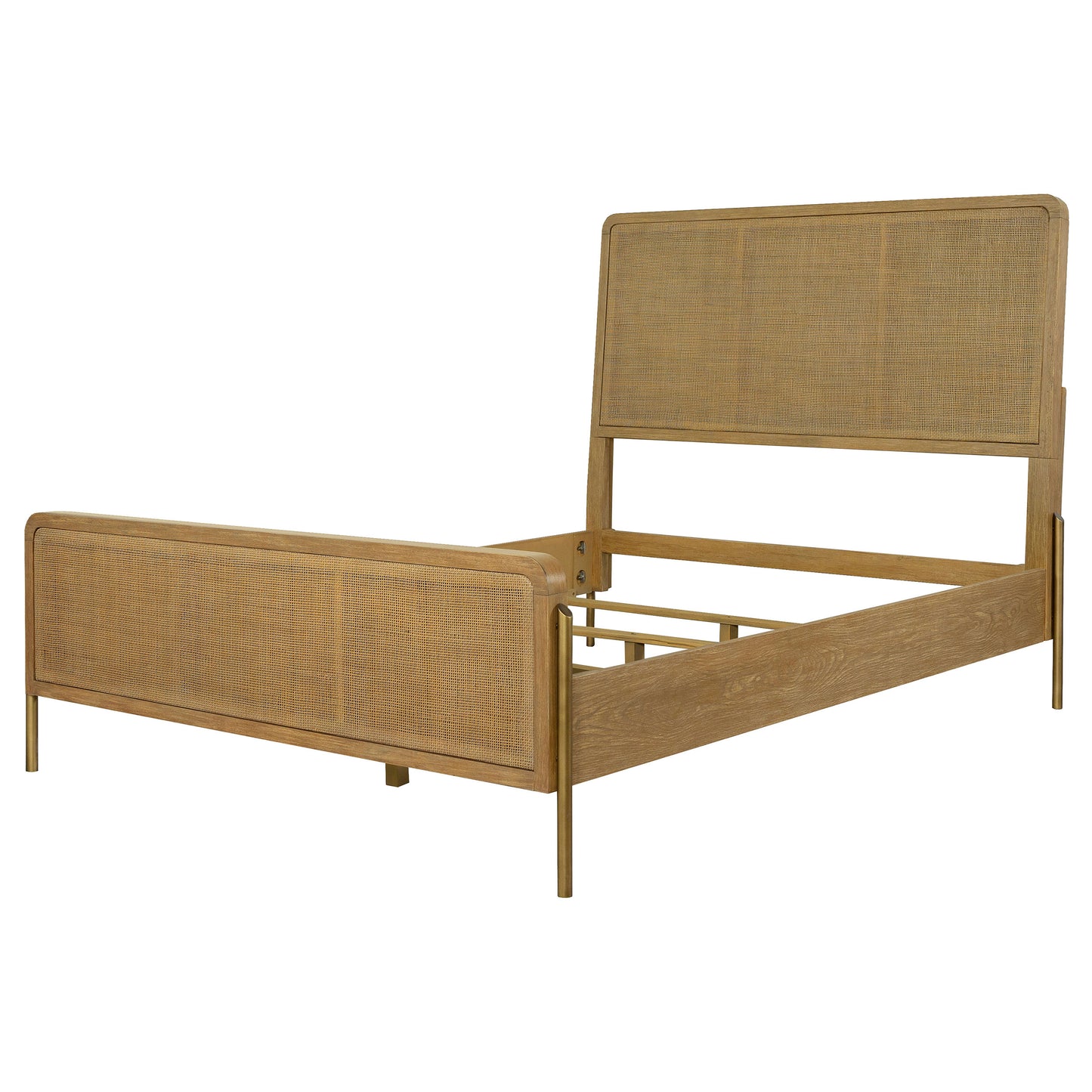 Arini Rattan Queen Panel Bed Sand Wash and Natural Cane