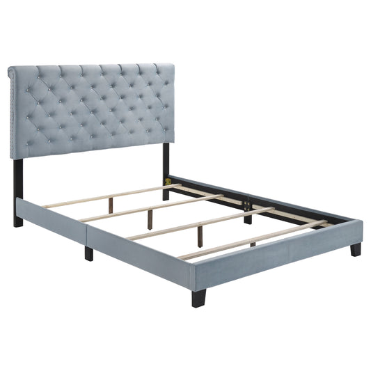 Warner Upholstered Queen Panel Bed Slate Blue