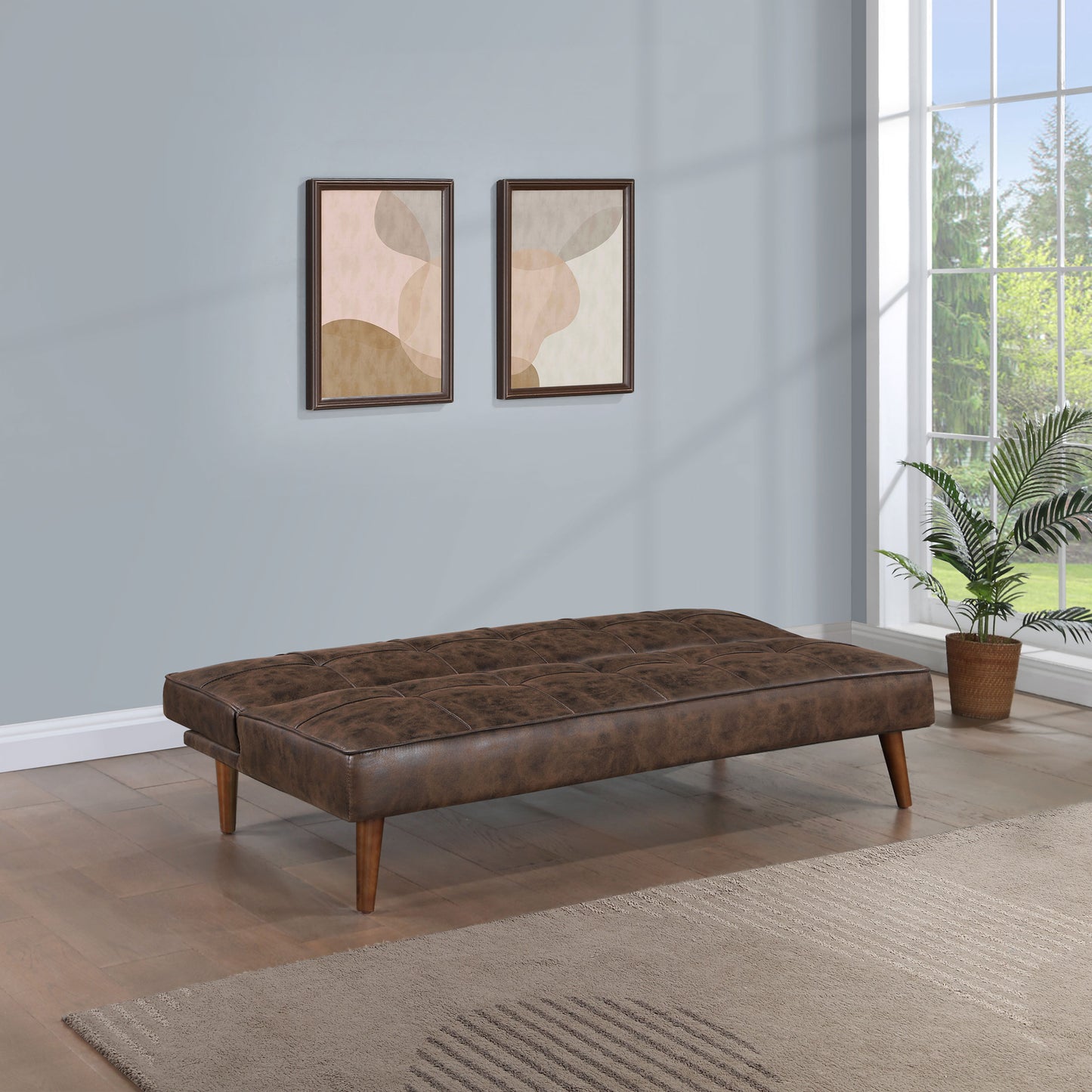 Jenson Upholstered Tufted Convertible Sofa Bed Dark Coffee