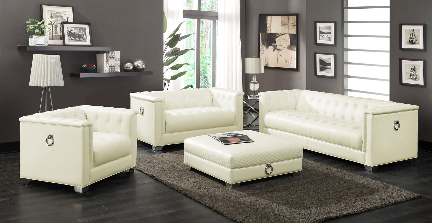 Chaviano Square Upholstered Ottoman Pearl White