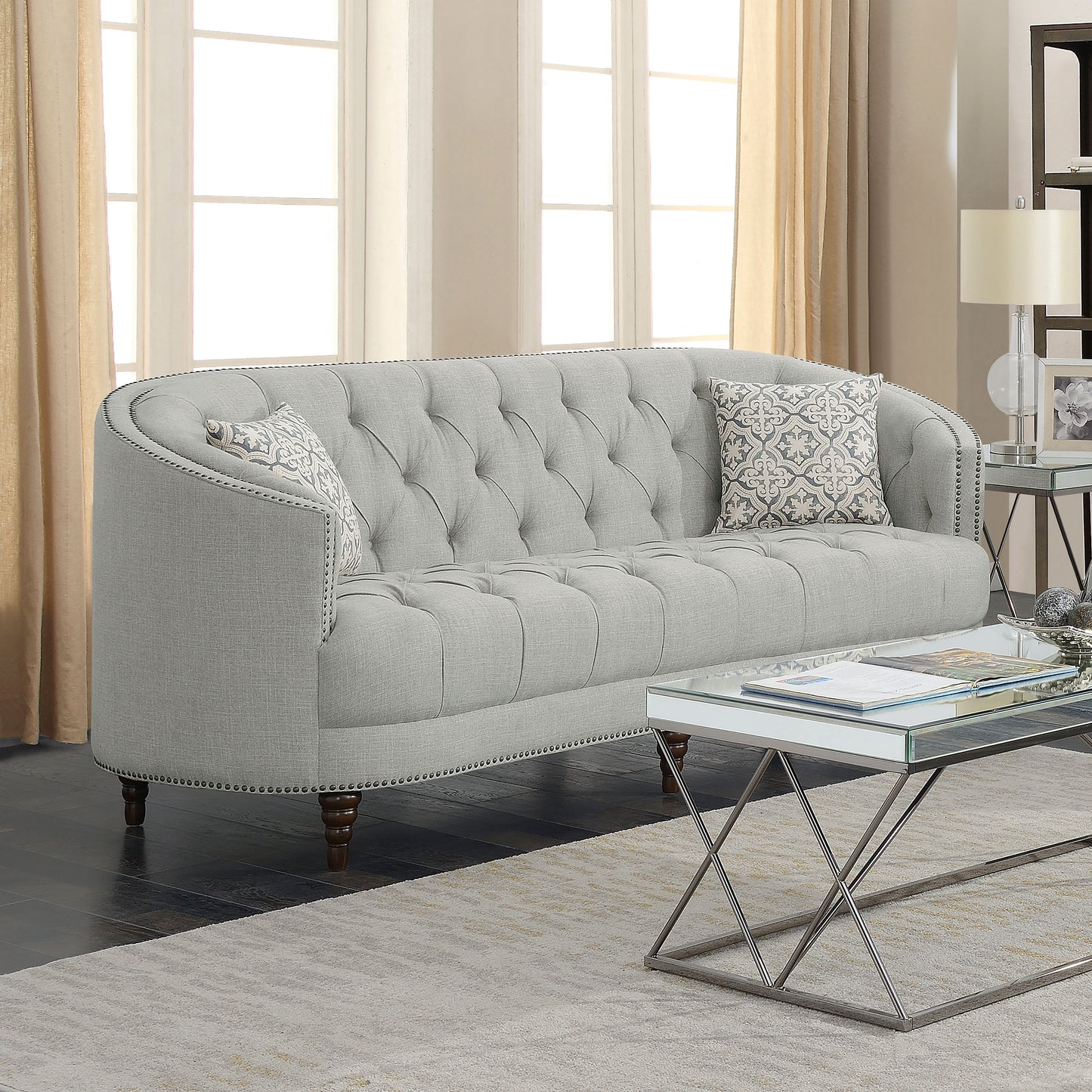 Avonlea Upholstered Sloped Arm Sofa Grey Fabric