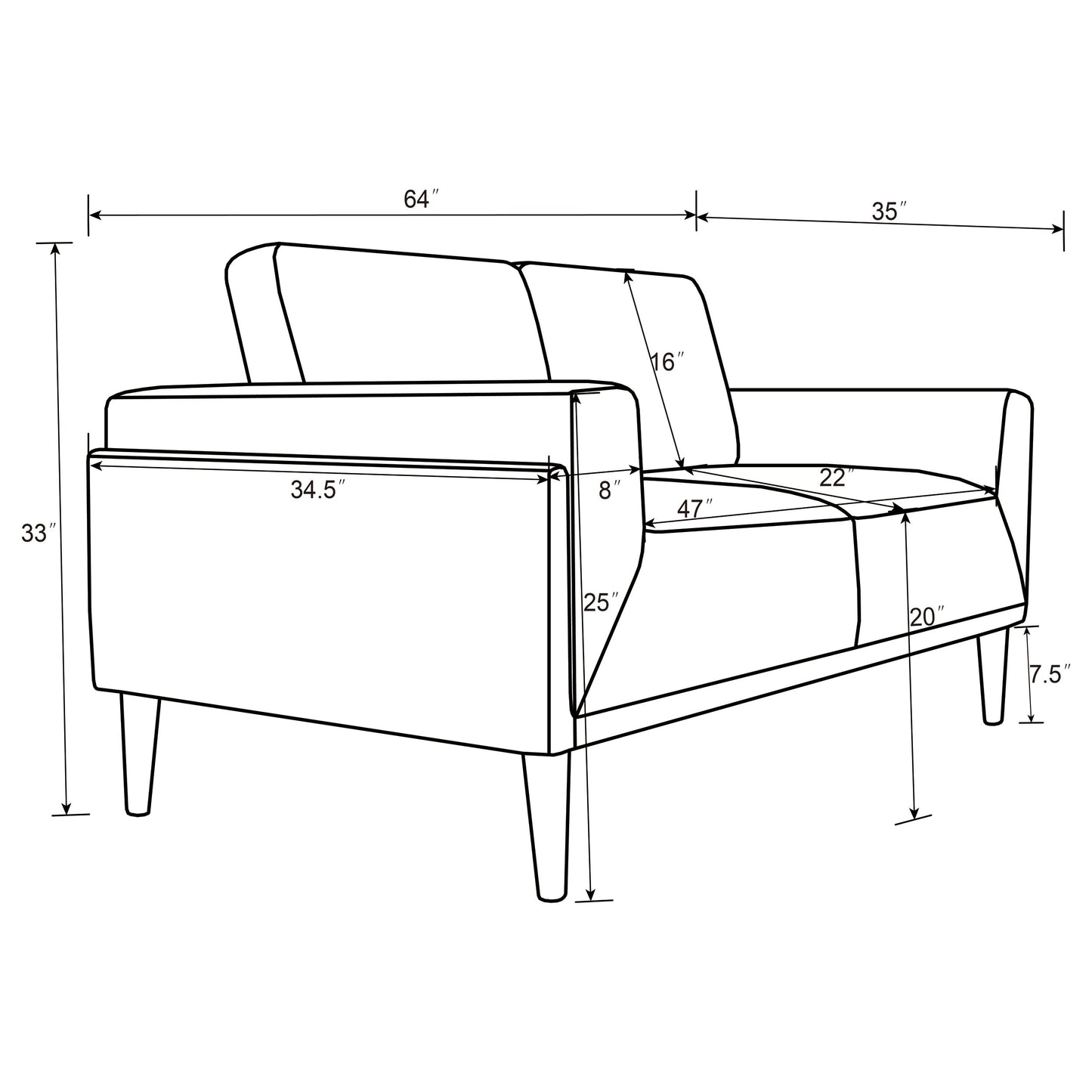 Rilynn Upholstered Track Arm Loveseat Brown