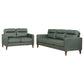 Jonah 2-piece Upholstered Track Arm Sofa Set Green