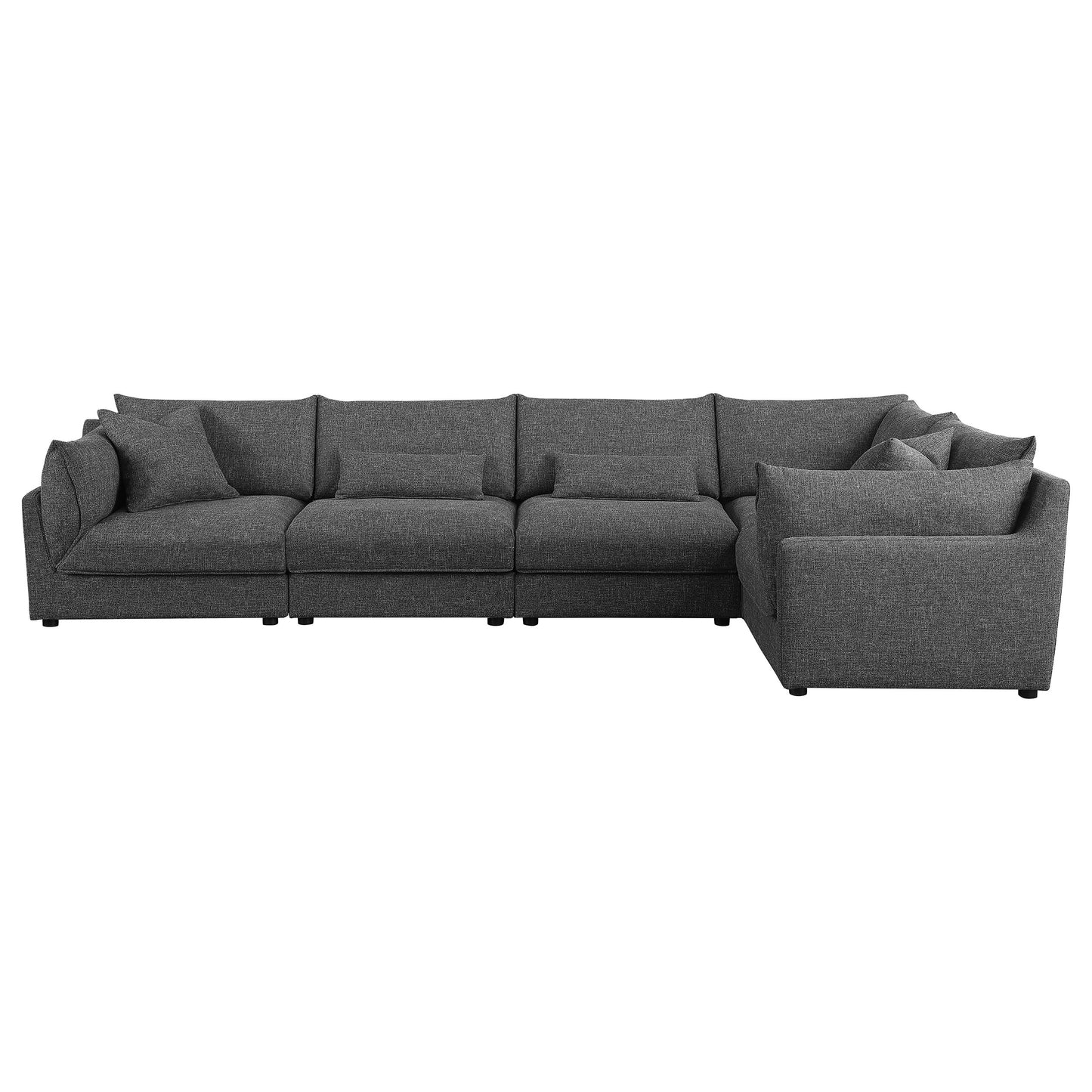 Sasha 5-piece Upholstered Modular Sectional Barely Black