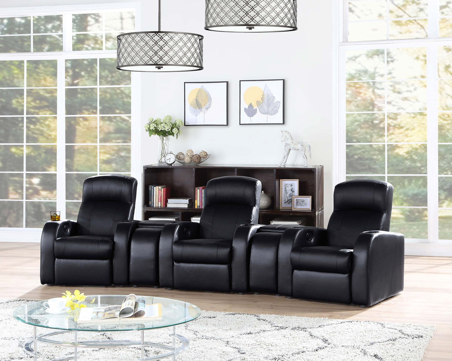 Cyrus Upholstered Track Arm Recliner Black