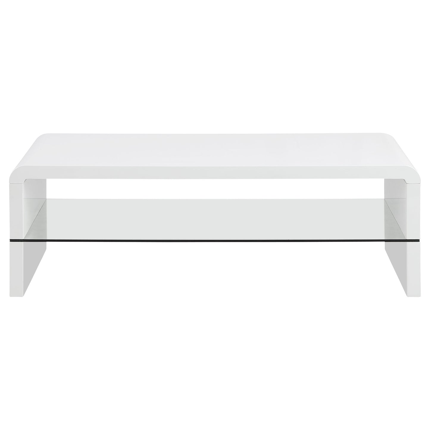 Airell Rectangular Coffee Table with Shelf White High Gloss