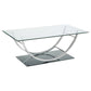 Danville Rectangular U-Shaped Glass Top Coffee Table Chrome