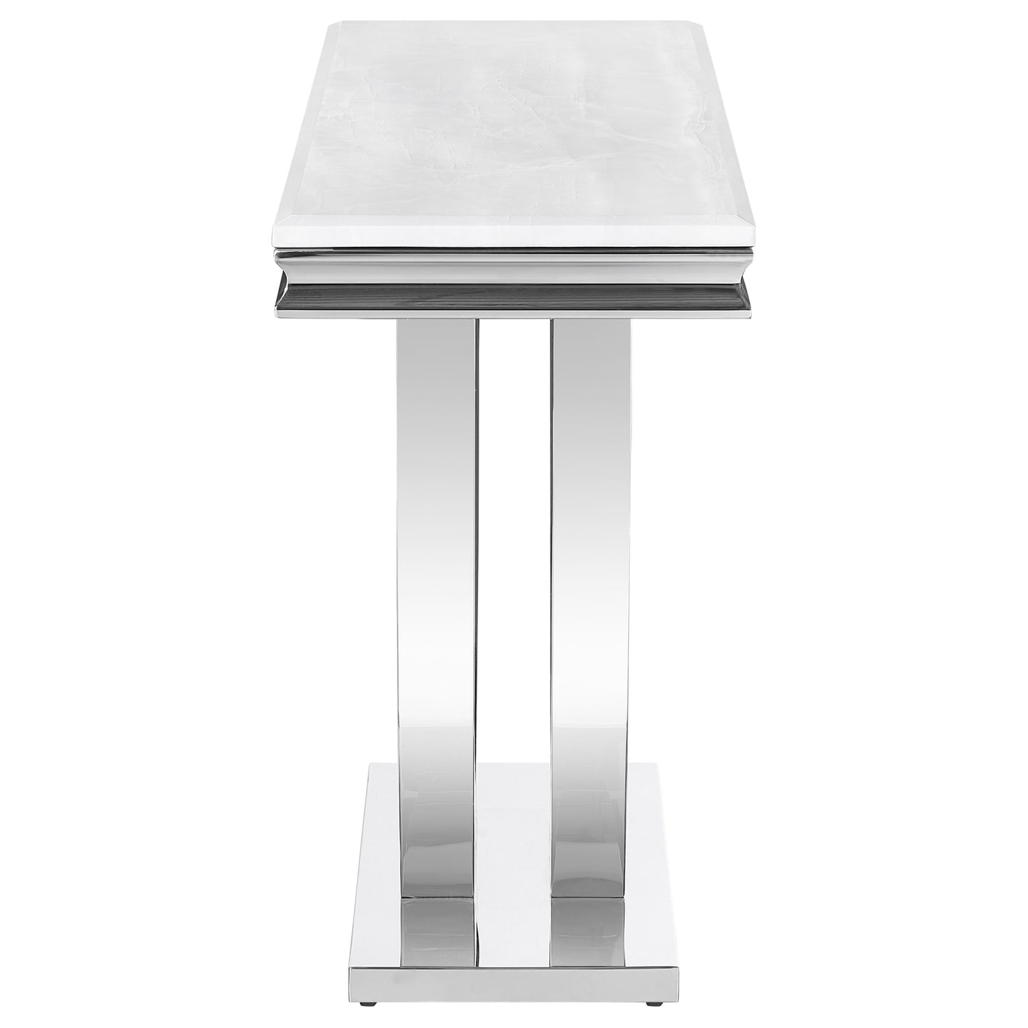 Kerwin U-base Stone Top Entryway Sofa Console Table Chrome