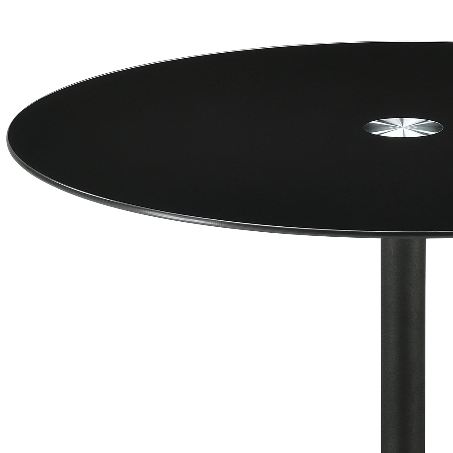 Ganso Round Metal Coffee Table With Tempered Glass Top Black