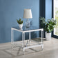 Lindley Square Tempered Mirror Acrylic Side End Table Chrome