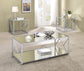 Provins 3-piece Coffee and End Table Set Mirror and Chrome