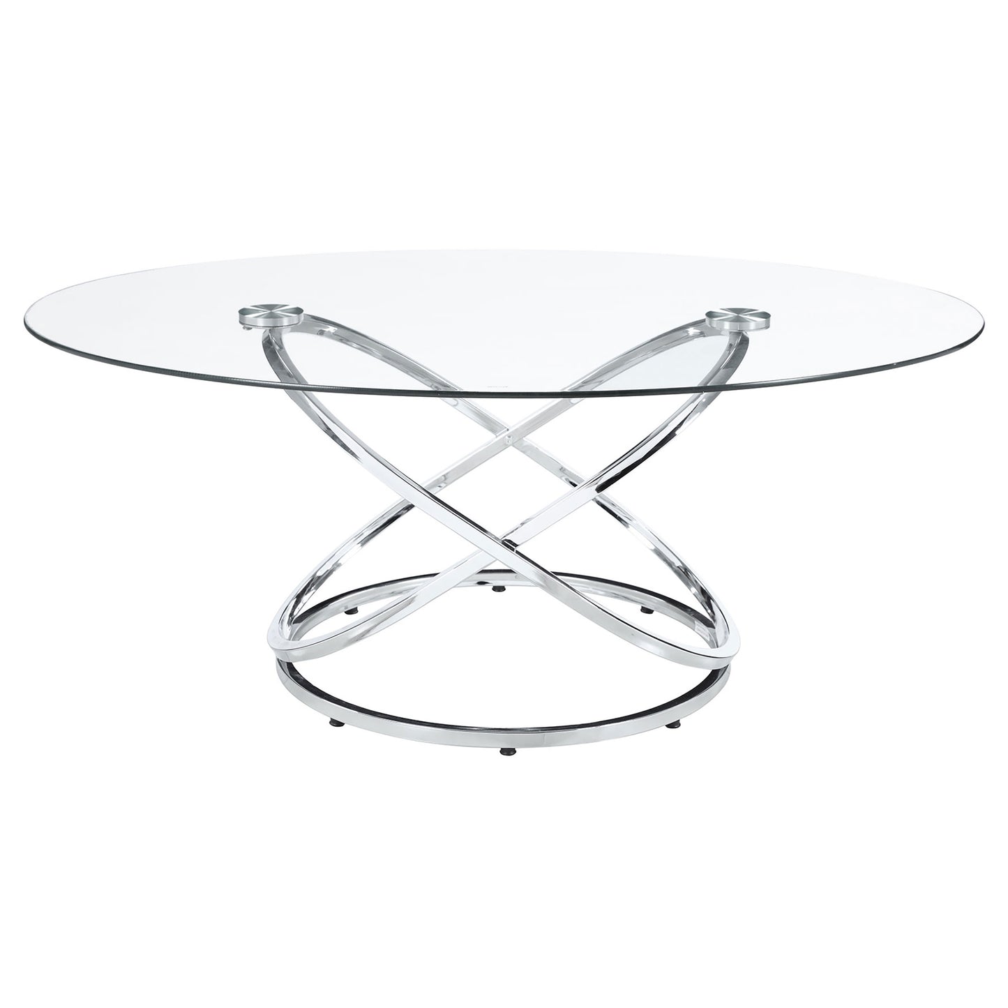 Warren 3-piece Oval Glass Top Coffee Table Set Chrome