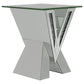 Taffeta Glass Top Mirrored Acrylic End Table Silver