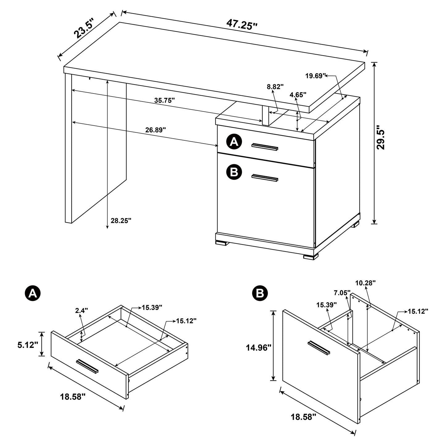 Irving 47-inch 2-drawer Office Computer Desk Cappuccino