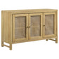 Zamora 3-door Wood Accent Cabinet with Woven Cane Natural