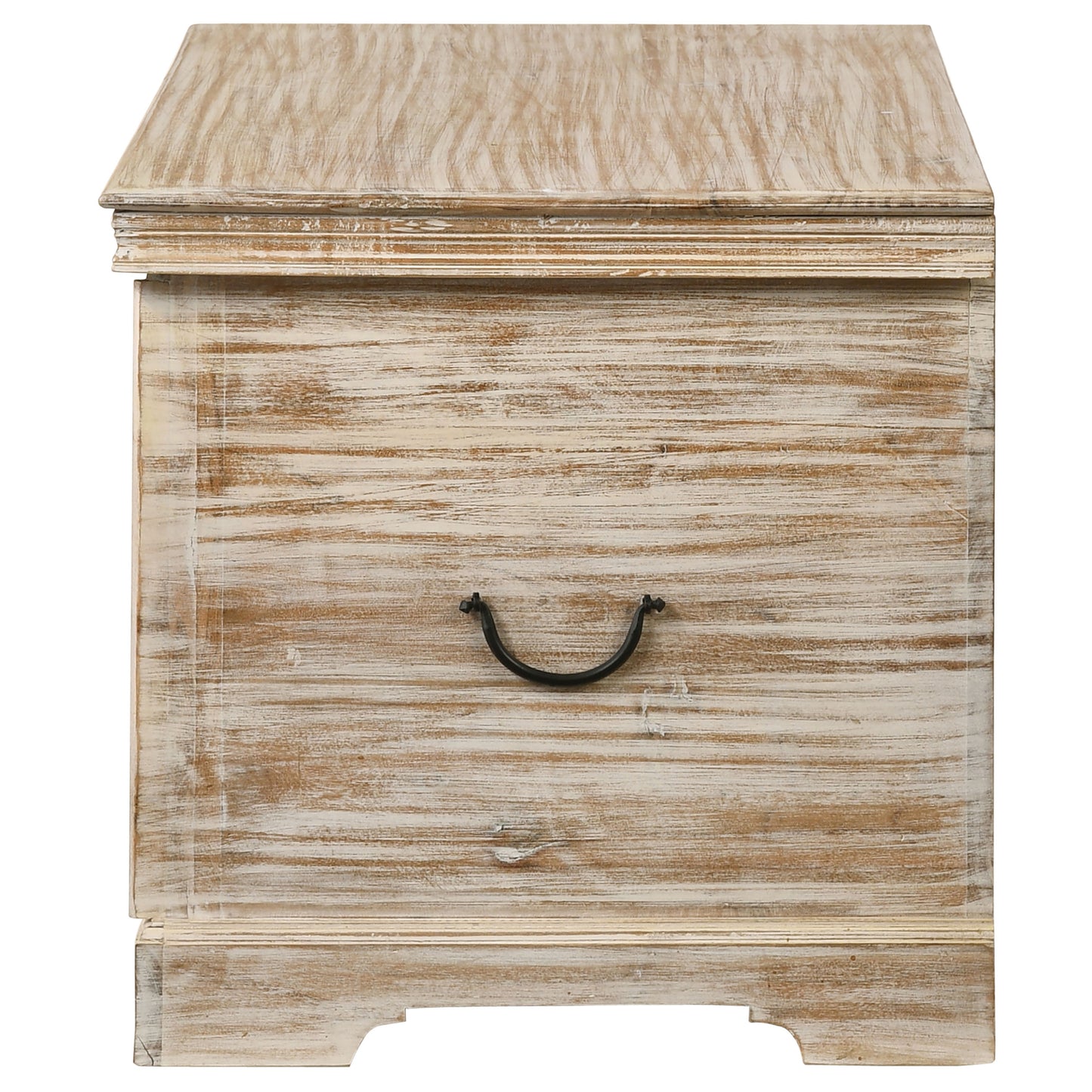 Nilay Wood Storage Trunk White Washed and Black