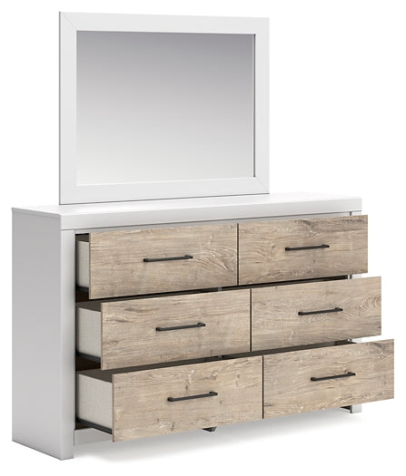 Charbitt Full Panel Bed with Mirrored Dresser, Chest and 2 Nightstands