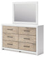 Charbitt Full Panel Bed with Mirrored Dresser