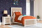 Charbitt Twin Panel Bed with Mirrored Dresser, Chest and 2 Nightstands